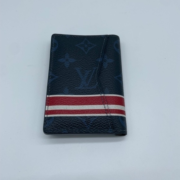 LOUIS VUITTON Cobalt Monogram with Red/White Stripes Pocket Organizer; exc cond - Picture 2 of 6